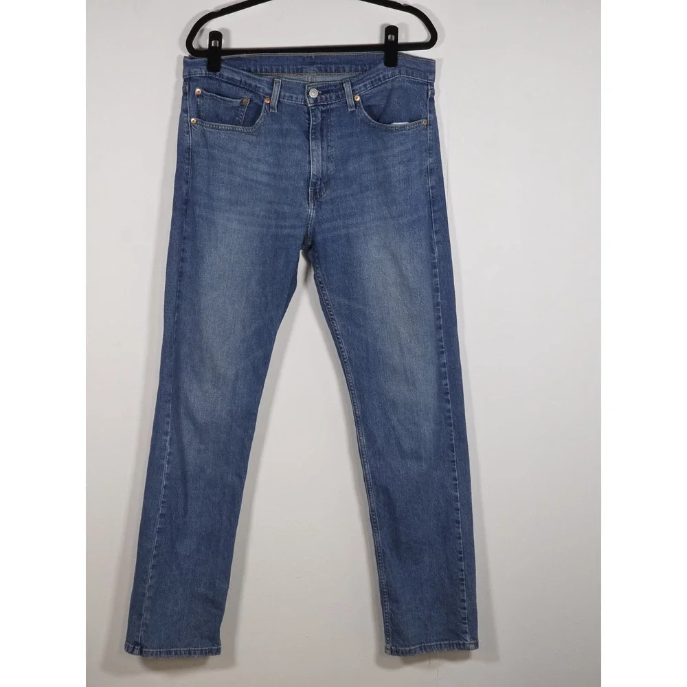 Levis Mens 34x34 505 Straight Leg Blue Denim Jeans Regular Fit Classic Essential